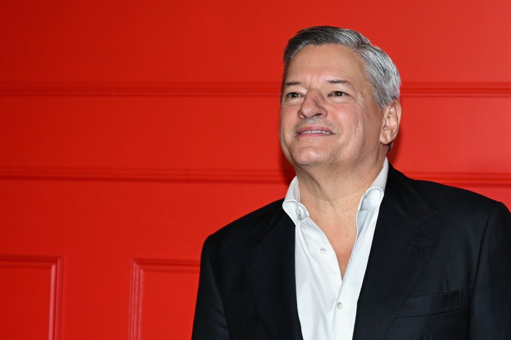 CEO of Netflix Ted Sarandos poses during the avant-premiere of Netflix TV series "Emily in Paris" season 5, at the Grand Rex, in Paris on December 15, 2025. (Photo by Blanca CRUZ / AFP)